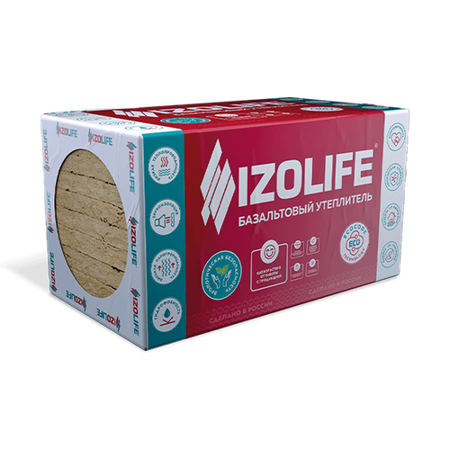 Утеплитель Изолайф IZOLIFE ВЕНТ СТАНДАРТ (80 кг/м3) 1200х600, 50мм 4пл./2,88м2, 0,144 м3