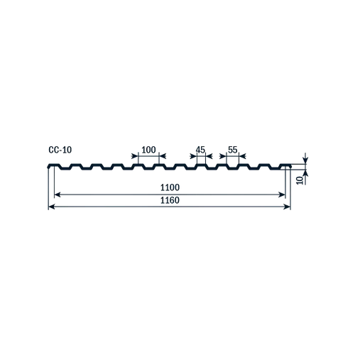 Профнастил СС10 (0.7мм) "Оцинкованный"