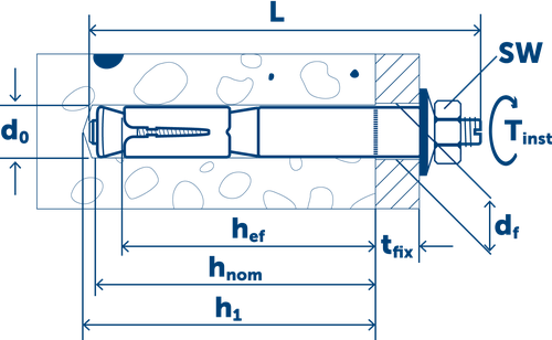Sormat Анкер LIEBIG B для высоких нагрузок оцинкованный M10-15/70/40