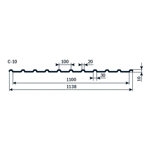 Профнастил С10 (0.45мм) "Оцинкованный"